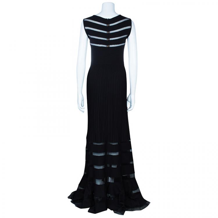 مملوكة مسبقًا Tadashi Shoji Black Panel Gown L