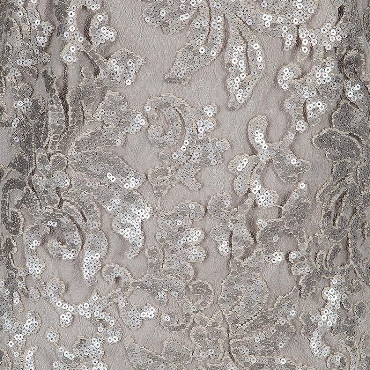 Pre Owned Tadashi Shoji Beige Sequin Off-Shoulder Dress XL