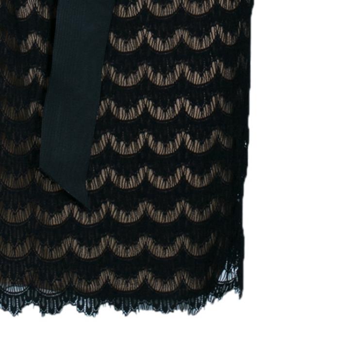 Pre Owned Tadashi Shoji Mixed Lace Sheath Dress M