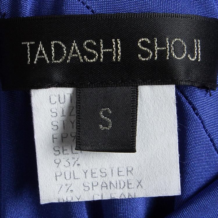 Pre Owned Tadashi Shoji Cobalt Blue Draped Embellished Sleeveless Dress S