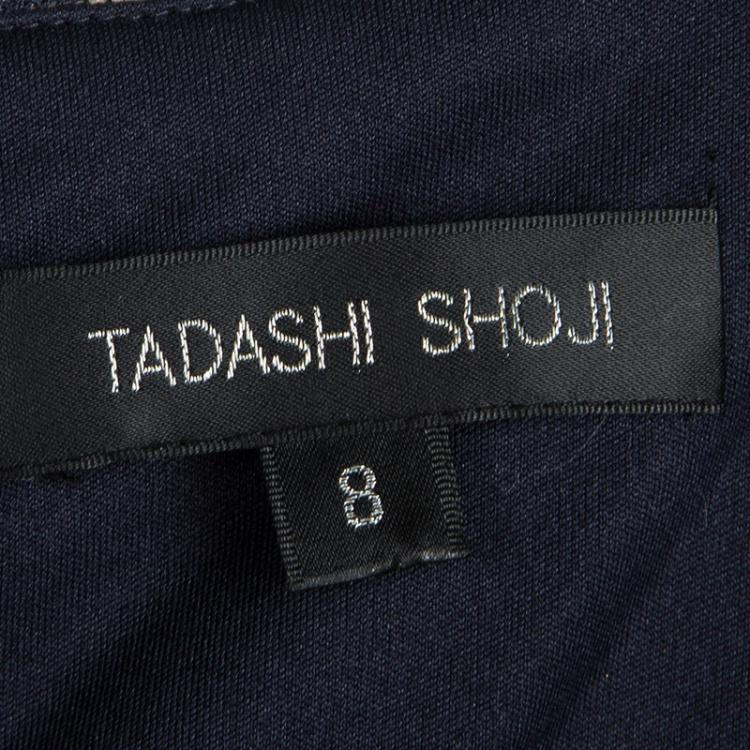 مملوكة مسبقًا Tadashi Shoji Navy Blue Lace Detail Bodycon Dress M