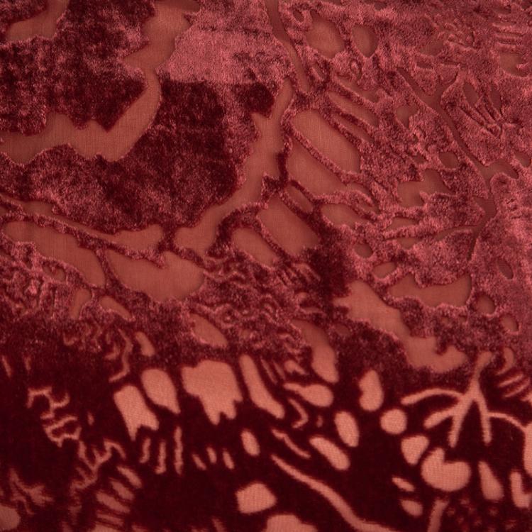Pre Owned Tadashi Shoji Red Devore Velvet Long Sleeve Gown M