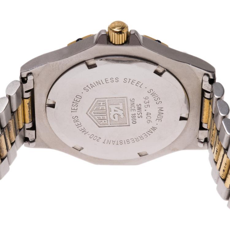 Pre Owned Tag Heuer Grey Gold-Plated Stainless Steel 3000 Professional Women's Wristwatch 38MM