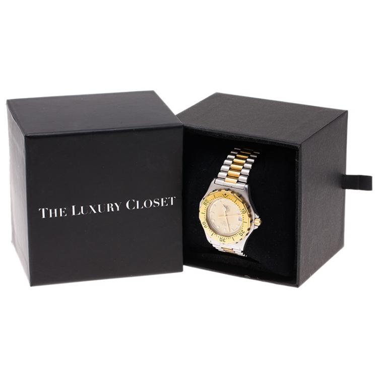 Pre Owned Tag Heuer Grey Gold-Plated Stainless Steel 3000 Professional Women's Wristwatch 38MM