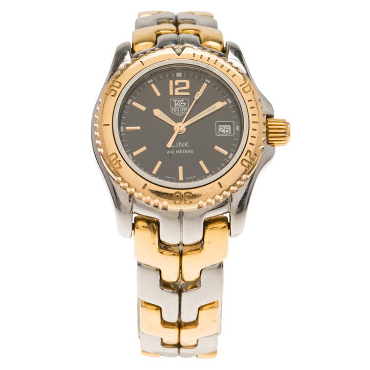 Pre Owned Tag Heuer Black Stainless Steel Link Women's Wristwatch 31MM