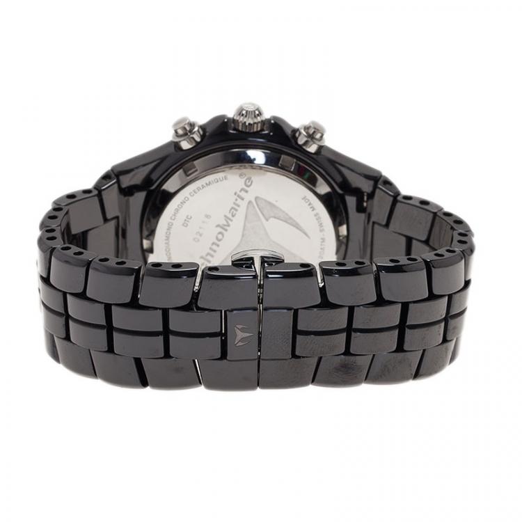 Pre Owned Technomarine Black Ceramic Technolady Women's Wristwatch 33MM