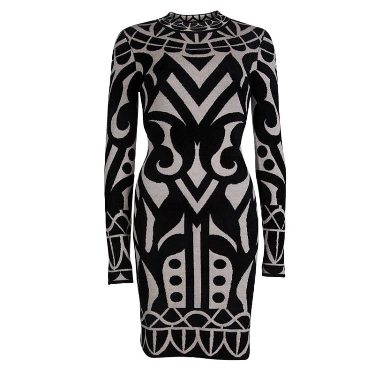 Pre Owned Temperley London Jacquard Knit Long Sleeve Jani Dress S