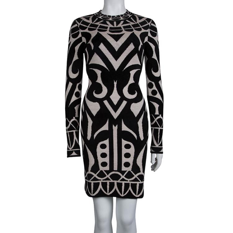 Pre Owned Temperley London Jacquard Knit Long Sleeve Jani Dress S