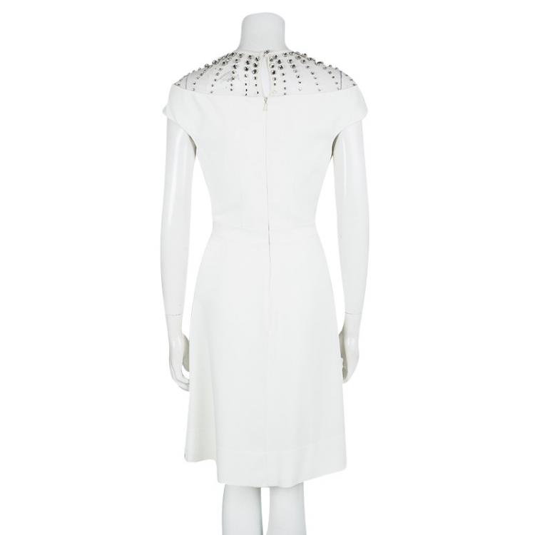 Pre Owned Temperley London Ivory Crystal Embellished Cap Sleeve Dress M