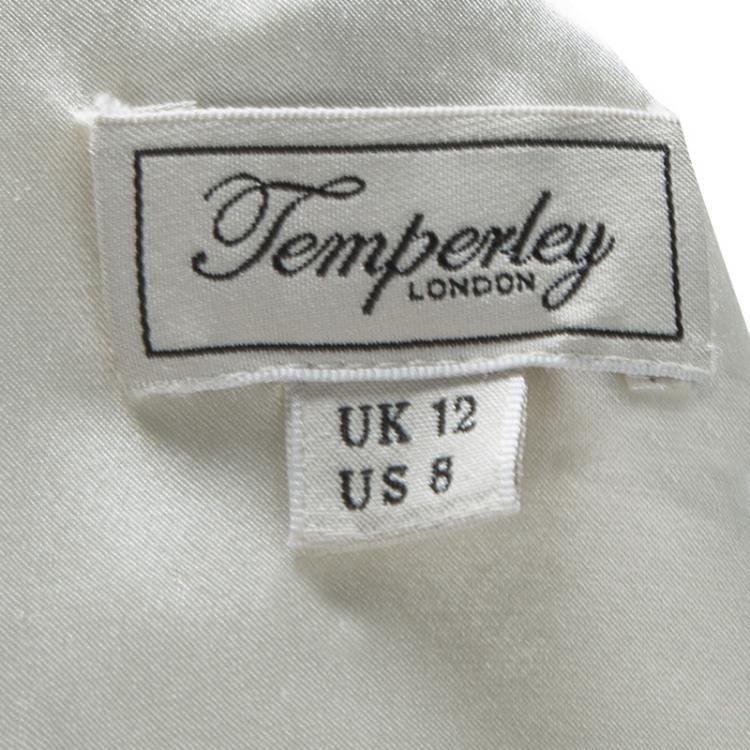 Pre Owned Temperley London Ivory Crystal Embellished Cap Sleeve Dress M