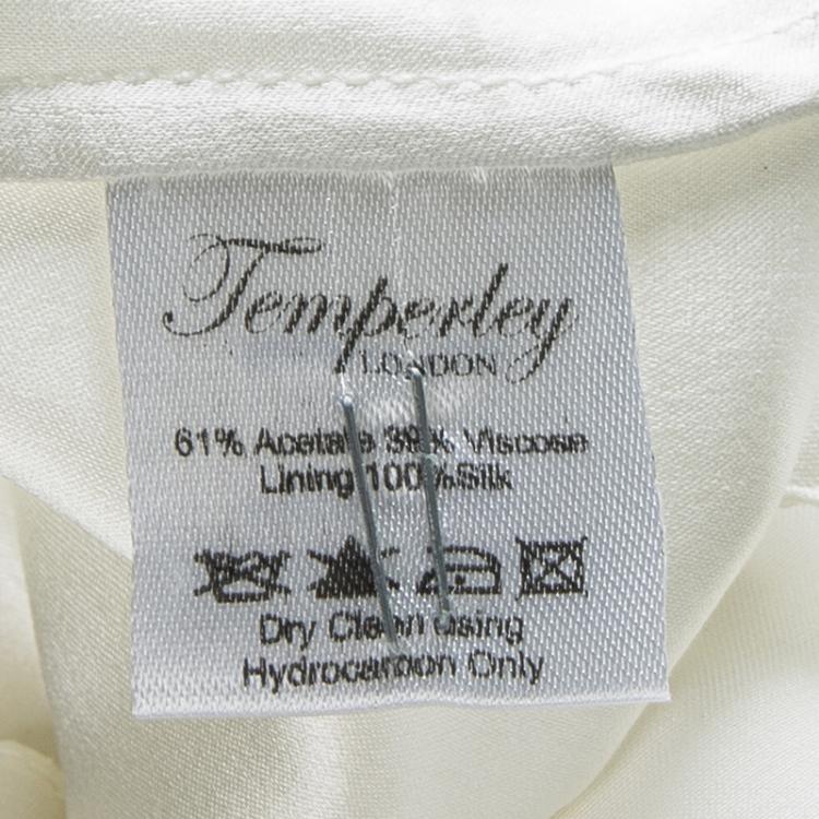 Pre Owned Temperley London Ivory Crystal Embellished Cap Sleeve Dress M