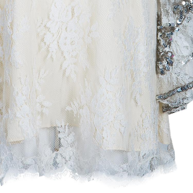 Pre Owned Temperley London Ivory Embellished Lace Top L