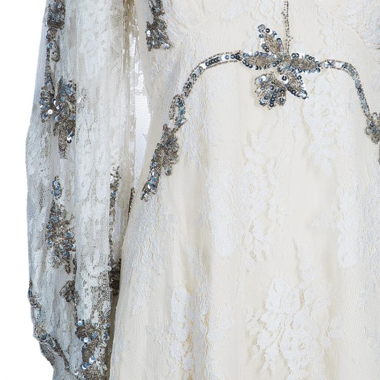 Pre Owned Temperley London Ivory Embellished Lace Top L