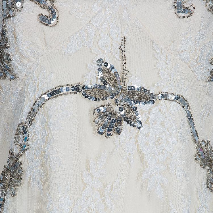 Pre Owned Temperley London Ivory Embellished Lace Top L