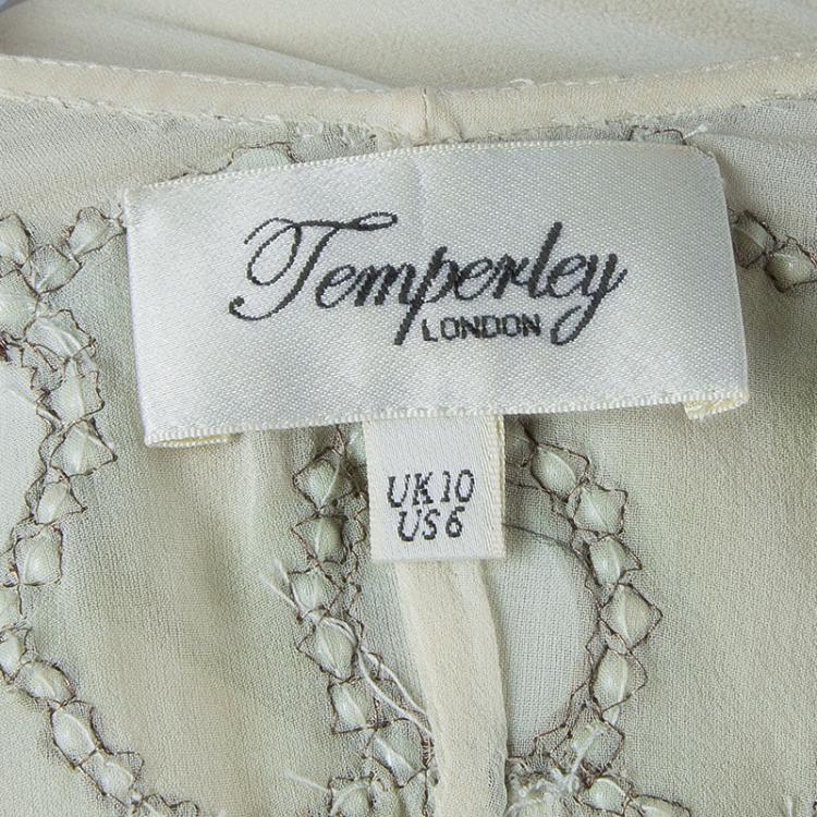 Pre Owned Temperley London Cream Embellished Belted Kaftan Dress M