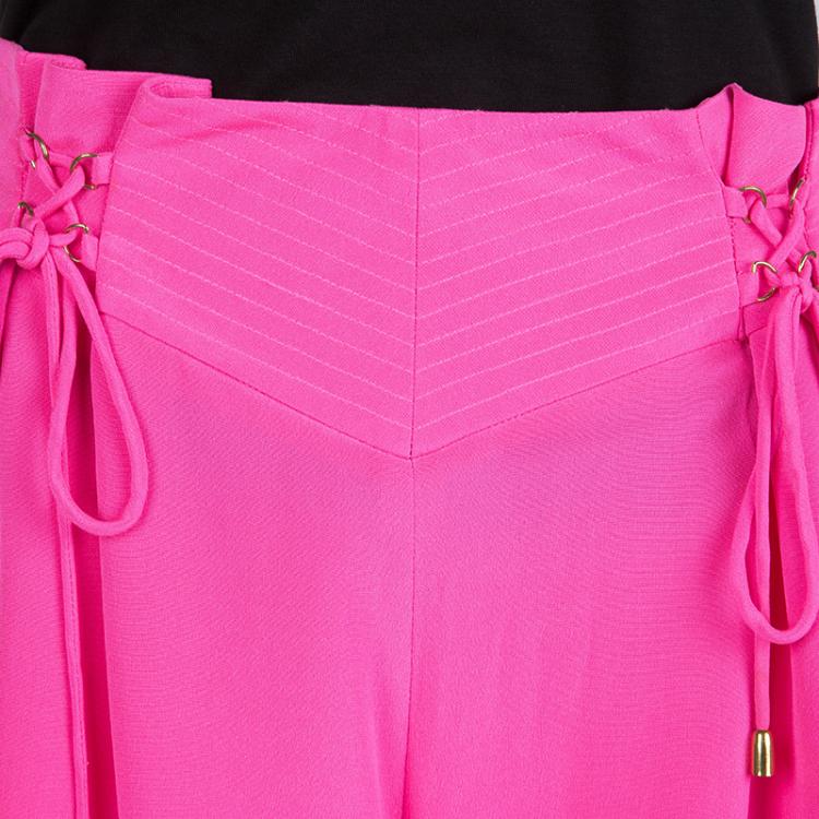 Pre Owned Temperley Neon Pink Silk Tie-Up Detail High Waist Shorts M