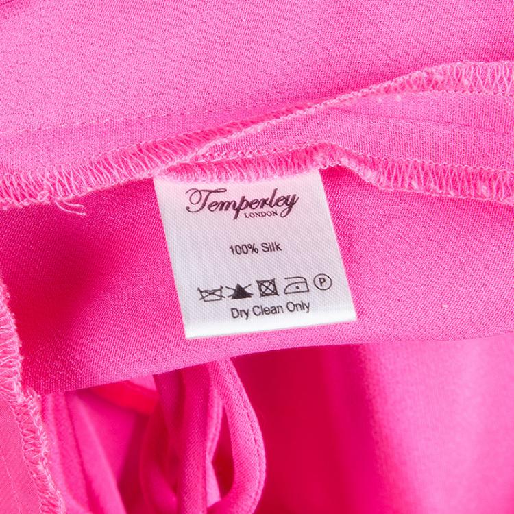 Pre Owned Temperley Neon Pink Silk Tie-Up Detail High Waist Shorts M