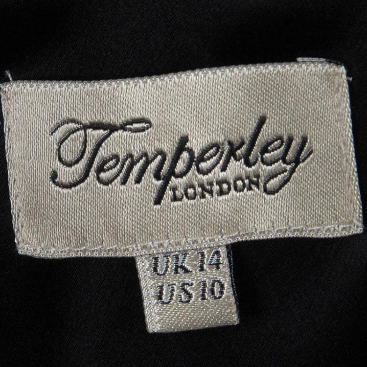 Pre Owned Temperley London Black Lace Applique Detail Dress L 