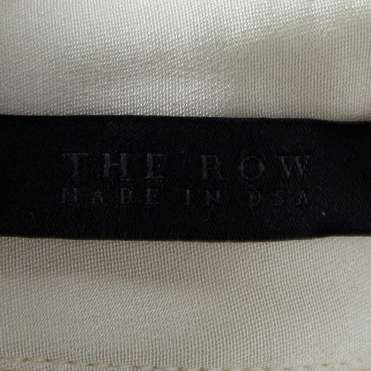 Pre Owned The Row Cream Silk Leather Trim Long Sleeve Button Front Shirt S