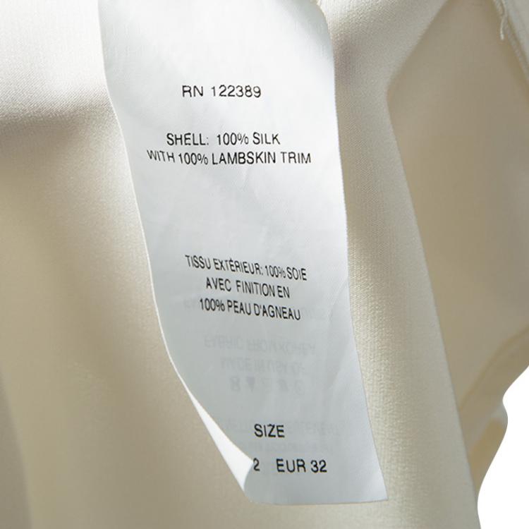 Pre Owned The Row Cream Silk Leather Trim Long Sleeve Button Front Shirt S