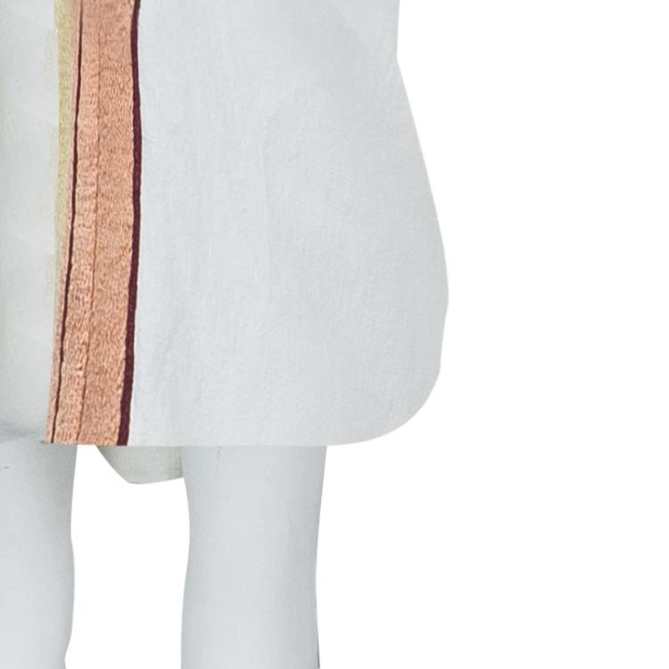 Pre Owned The Row White Linen Embroidered Long Sleeve Kaftan XS
