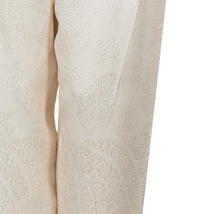 Pre Owned The Row Cream Jacquard Silk Trousers M