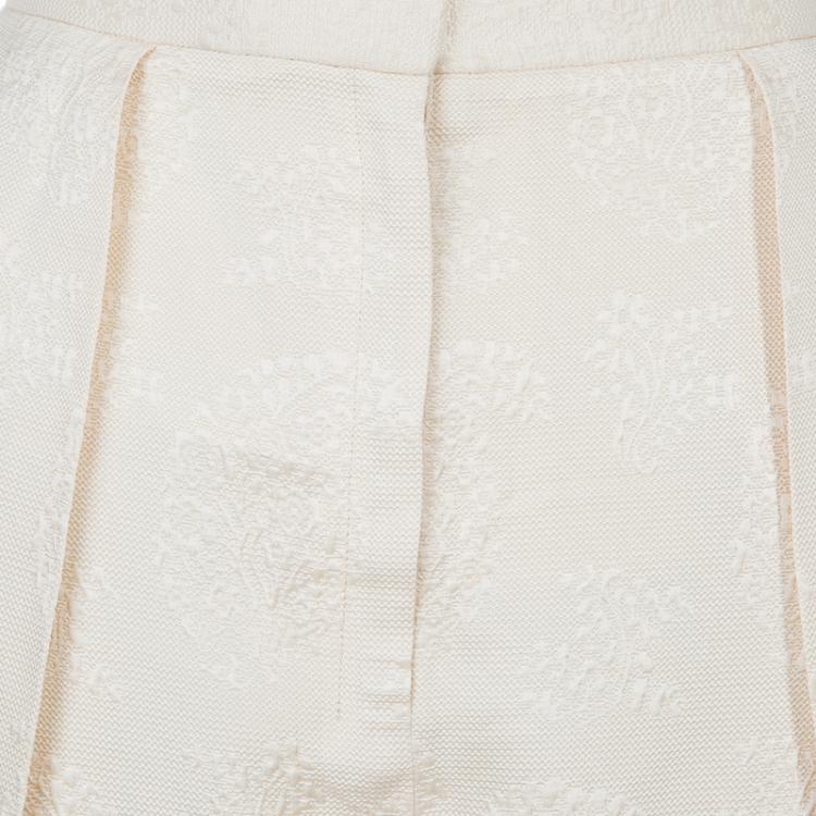 Pre Owned The Row Cream Jacquard Silk Trousers M