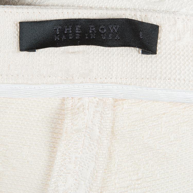Pre Owned The Row Cream Jacquard Silk Trousers M