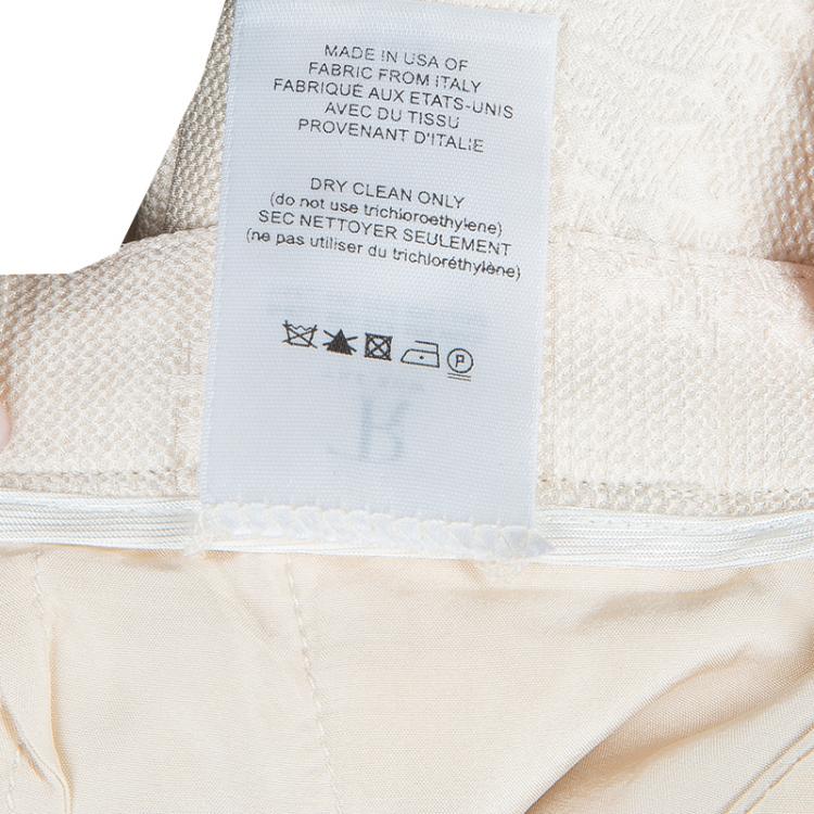 Pre Owned The Row Cream Jacquard Silk Trousers M