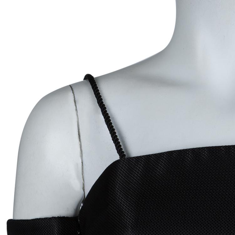 Pre Owned The Row Black Cold Shoulder Mesh Layered Midi Dress S