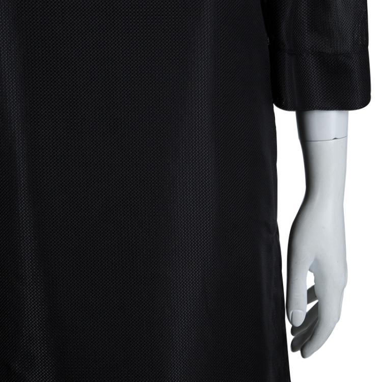 Pre Owned The Row Black Cold Shoulder Mesh Layered Midi Dress S