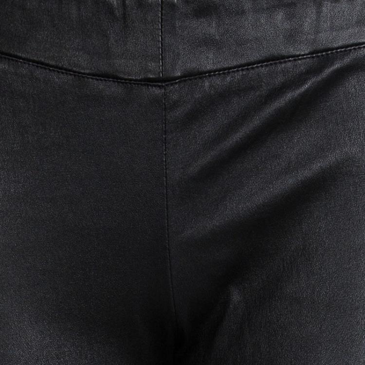 Pre Owned The Row Black Lambskin Leather Paneled Jeggings S