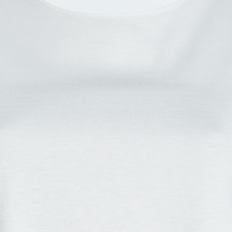 Pre Owned The Row White Jersey Ruffle Bottom Short Sleeve Top L