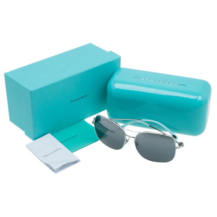 Pre Owned Tiffany & Co. Silver 3037 Aviator Sunglasses