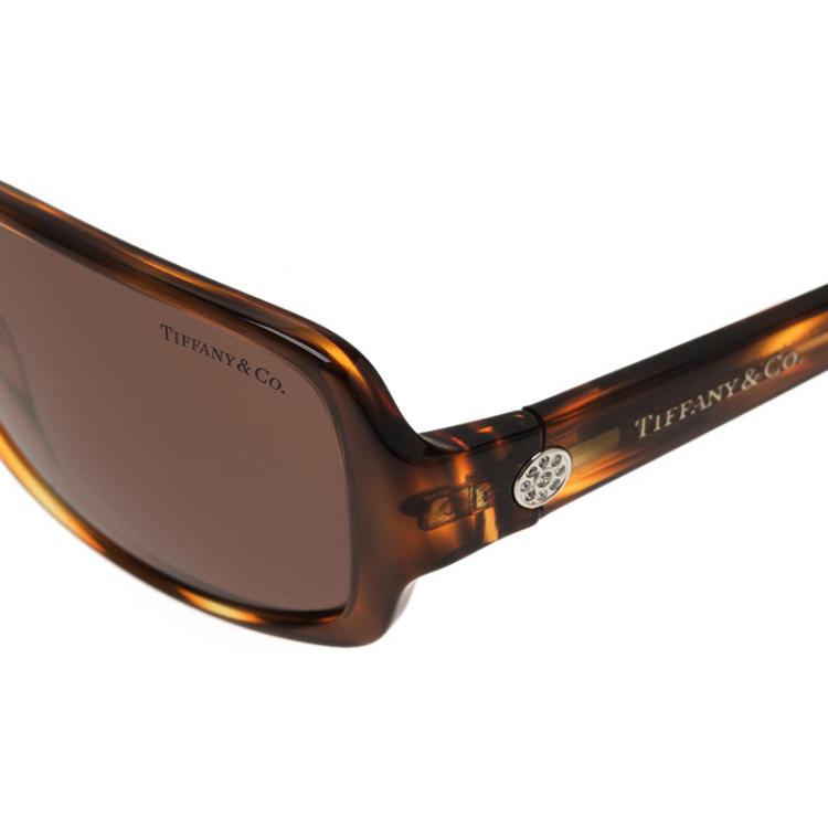 Pre Owned Tiffany & Co. Tortoise 8107/3G Rectangle Sunglasses
