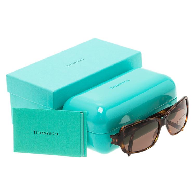 Pre Owned Tiffany & Co. Tortoise 8107/3G Rectangle Sunglasses