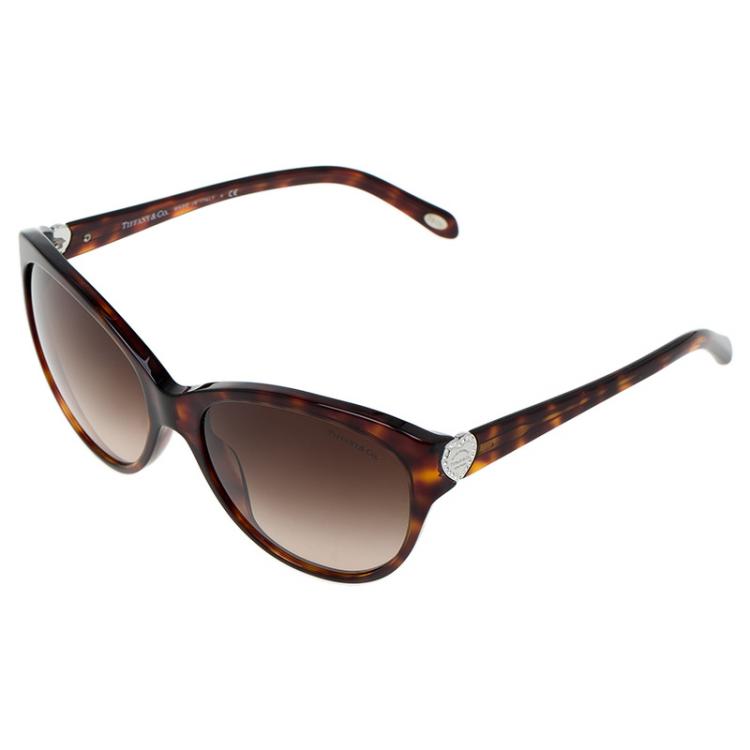 Pre Owned Tiffany & Co. Tortoise Shell 4065-B Round Sunglasses 