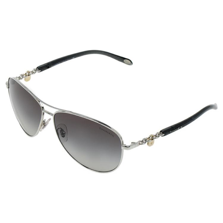 Pre Owned Tiffany & Co. Black 3034 Aviator Sunglasses