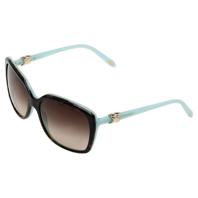Pre Owned Tiffany & Co. Brown and Blue 4076 Square Sunglasses