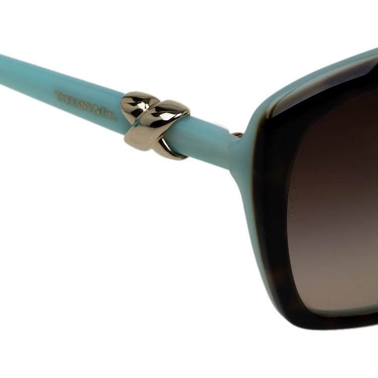 Pre Owned Tiffany & Co. Brown and Blue 4076 Square Sunglasses