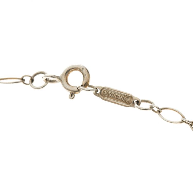 Pre Owned Tiffany & Co. Blossom Key Diamond Silver Oval Link Chain Necklace