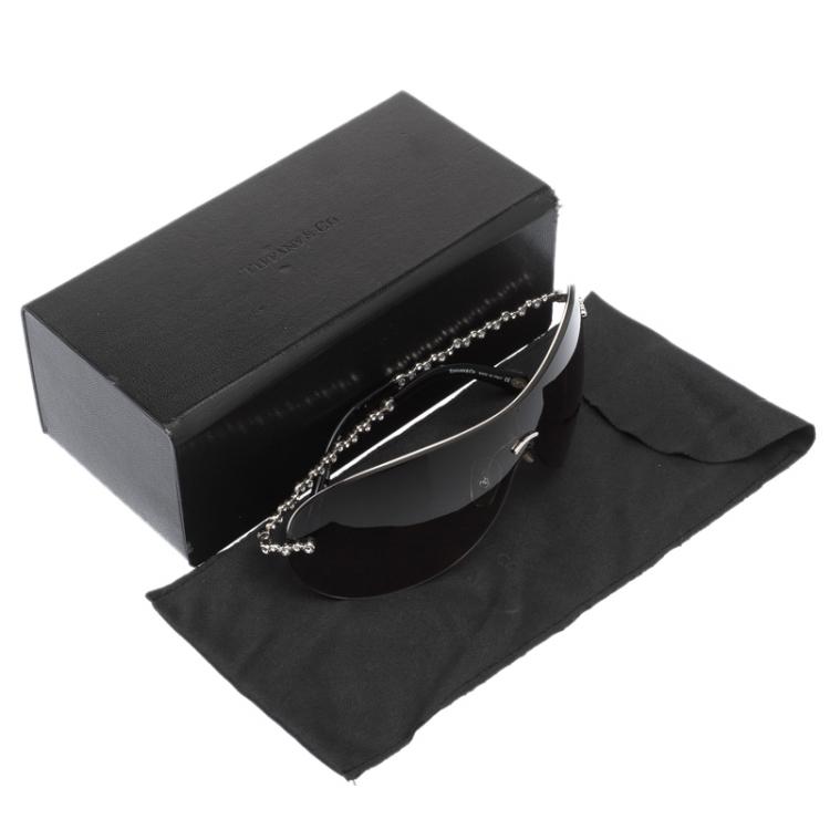 Pre Owned Tiffany & Co. Black TF3008-B Shield Sunglasses