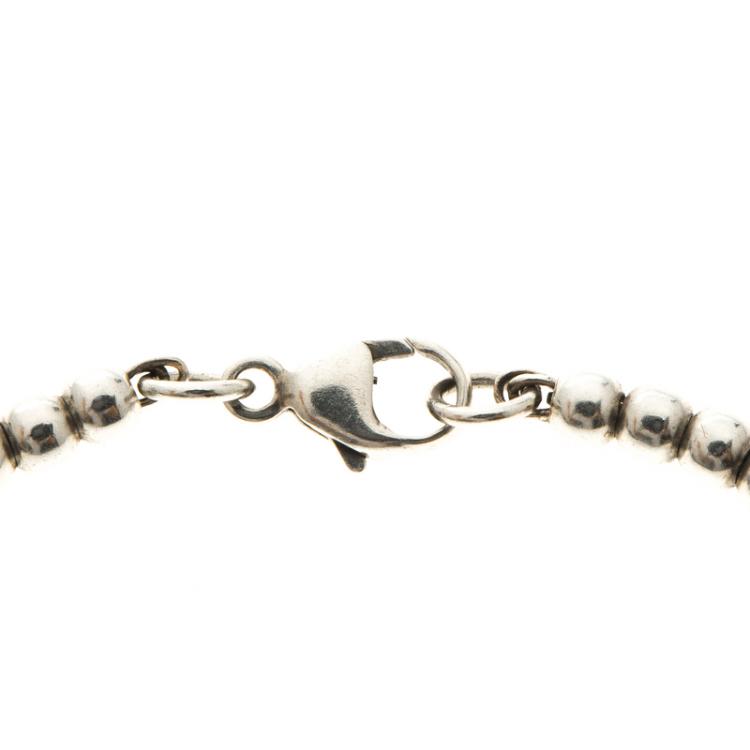 Pre Owned Tiffany & Co. 1837 Lock Charm Silver Bead Bracelet 17cm