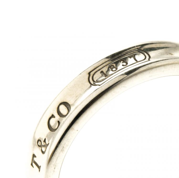 Pre Owned Tiffany & Co.1837 Silver Narrow Band Ring Size 50