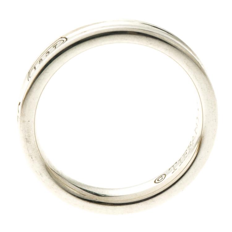 Pre Owned Tiffany & Co.1837 Silver Narrow Band Ring Size 50