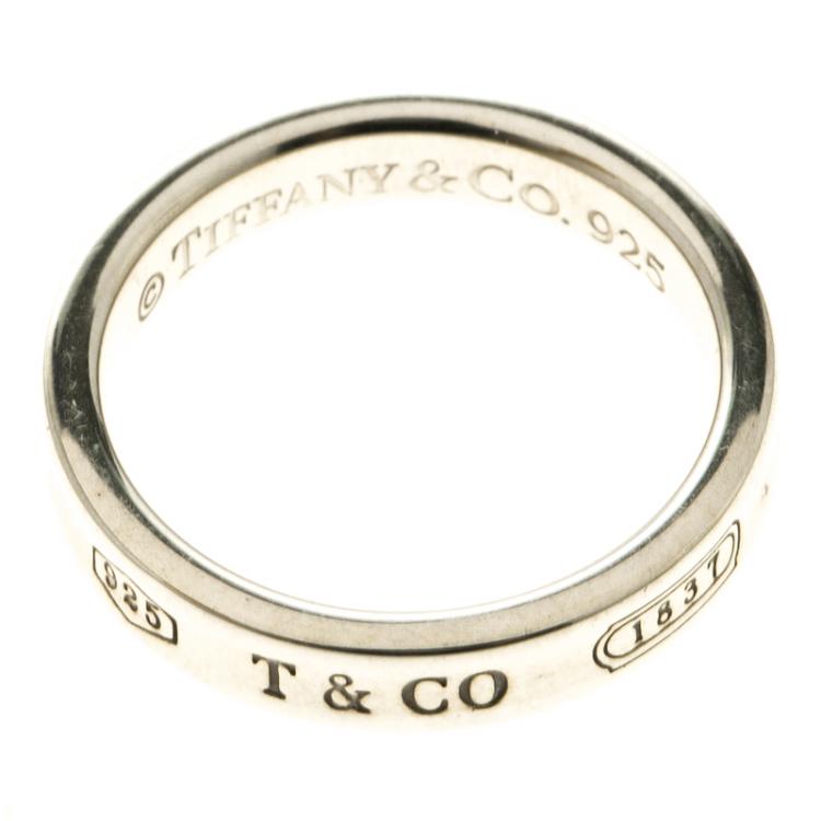 Pre Owned Tiffany & Co.1837 Silver Narrow Band Ring Size 50