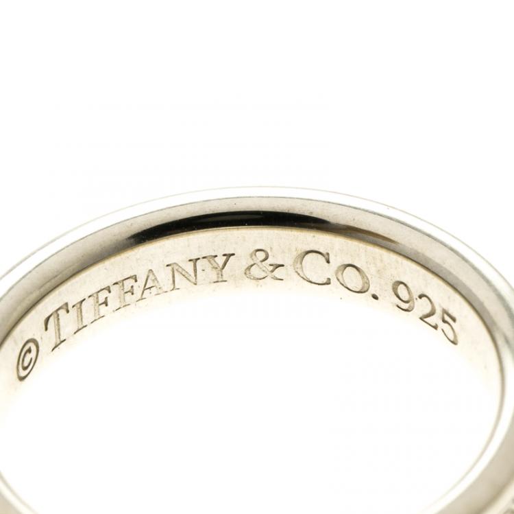 Pre Owned Tiffany & Co.1837 Silver Narrow Band Ring Size 50