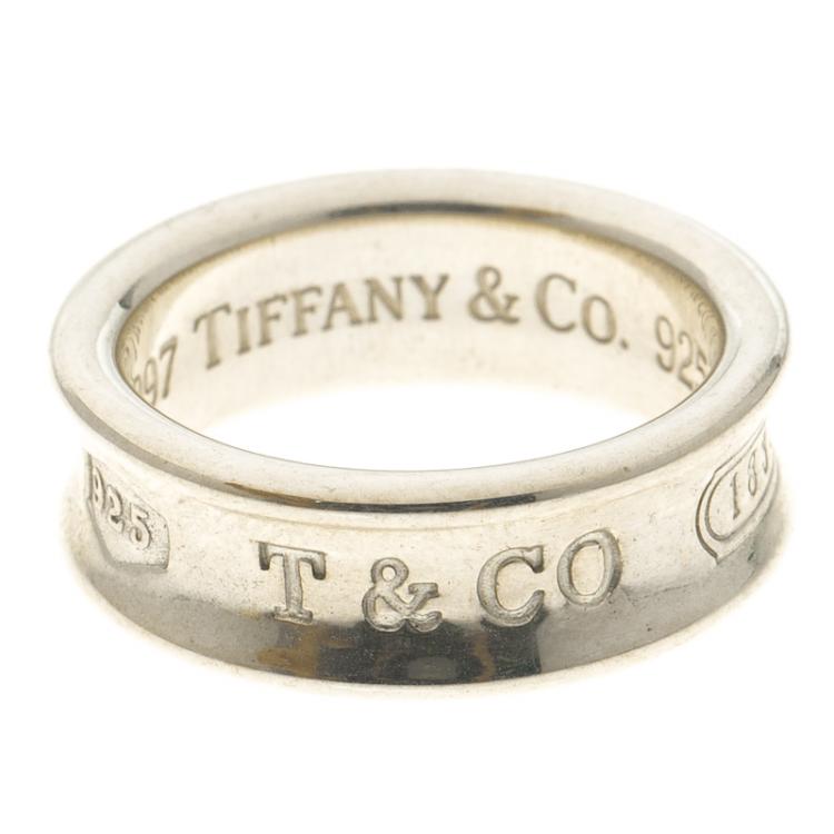 Pre Owned Tiffany & Co.1837 Silver Band Ring Size 50