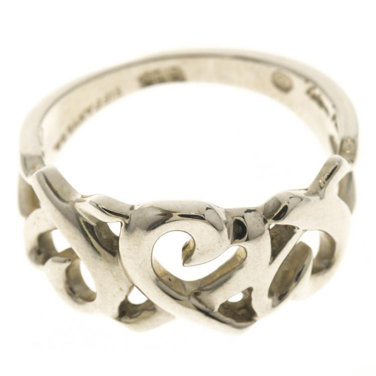 Pre Owned Tiffany & Co. Paloma Picasso Loving Heart Silver Ring Size 48