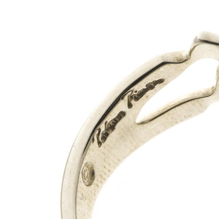 Pre Owned Tiffany & Co. Paloma Picasso Loving Heart Silver Ring Size 48